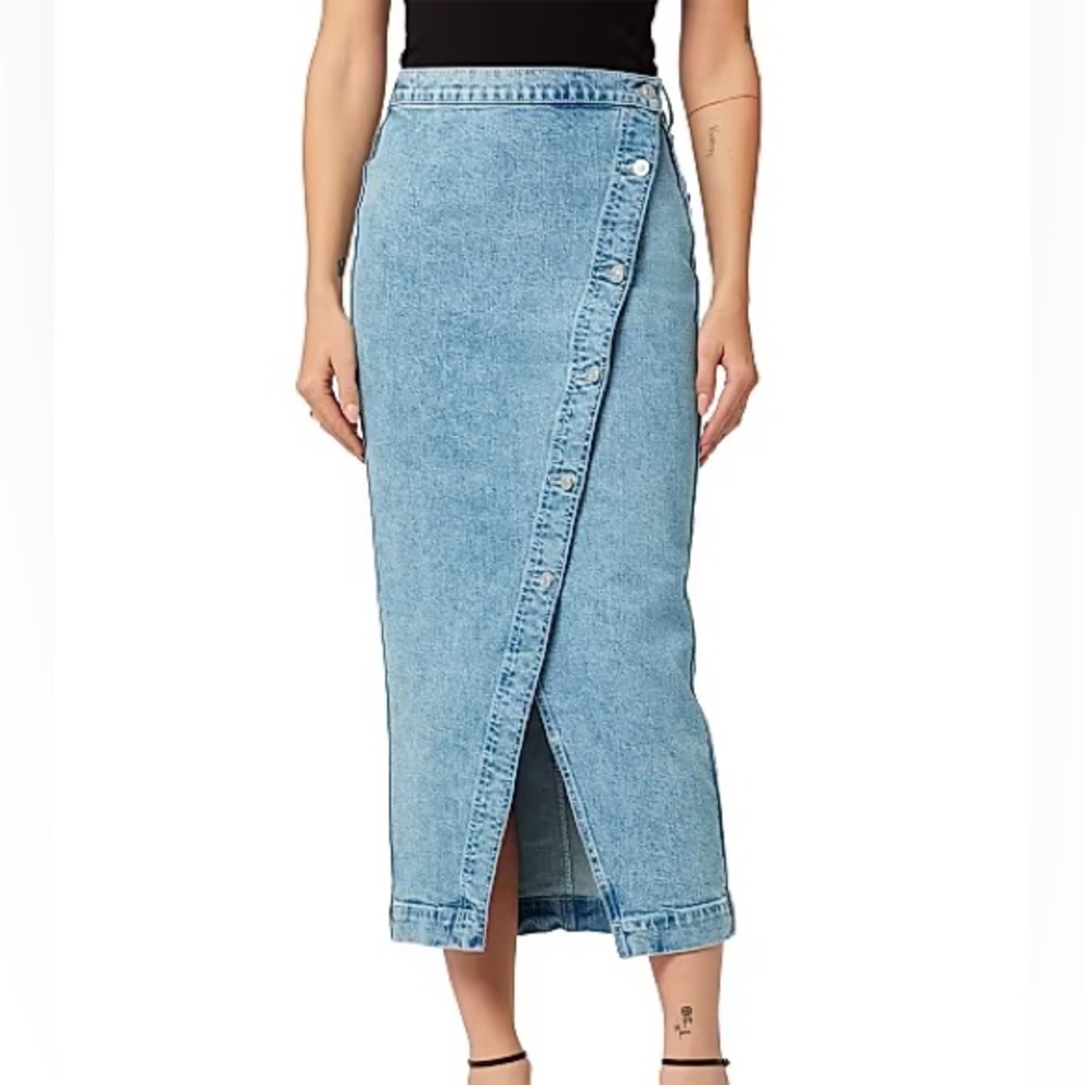 Hudson Jeans Light Blue Button-Front Denim Maxi Skirt